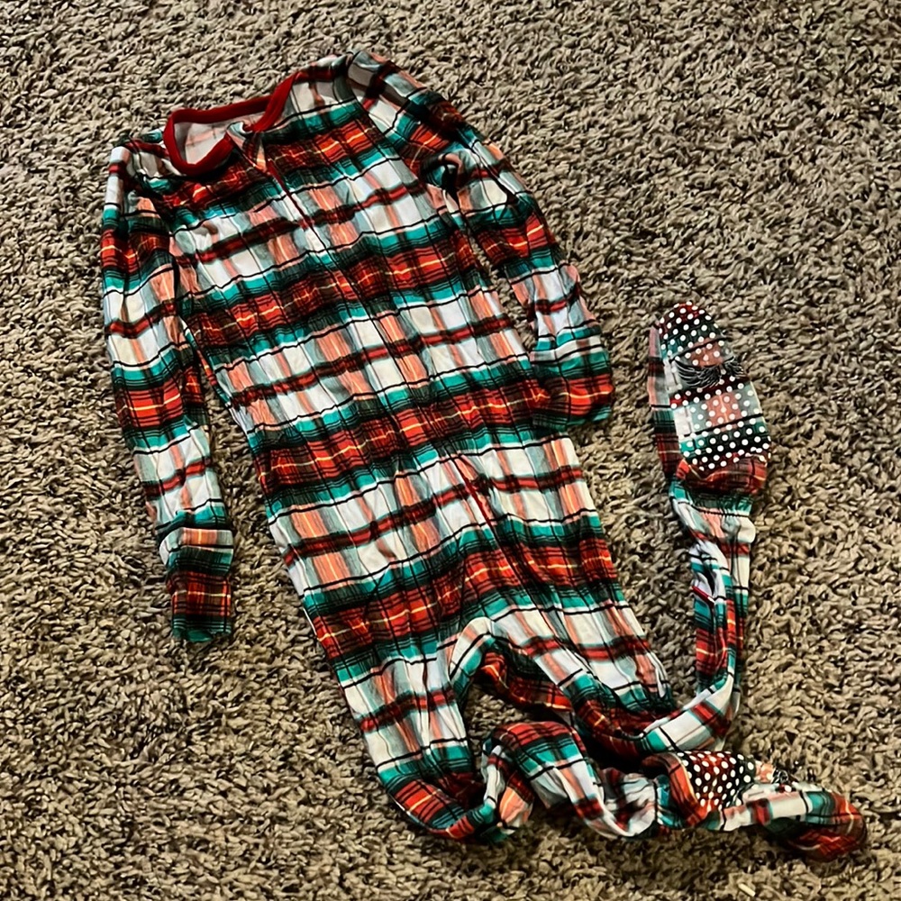 Free birdees footies plaid Christmas
